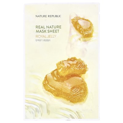 Nature Republic, Real Nature Beauty Mask Arkusz, Royal Jelly, 1 arkusz, 0,77 Fl Oz (23 ml) Nature Republic, Real Nature Beauty Mask Arkusz, Royal Jelly, 1 arkusz, 0,77 Fl Oz (23 ml)