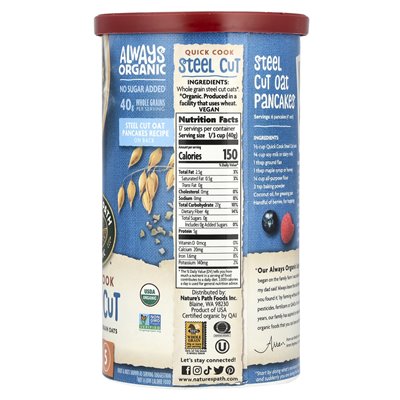 Nature's Path, Organic Whole Grain Oats, Quick Steel Cut, 24 oz (680 g)