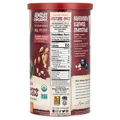 Nature's Path, Bio-Instant-Haferflocken zum schnellen Kochen, 18 Unzen (510 g) Nature's Path, Bio-Instant-Haferflocken zum schnellen Kochen, 18 Unzen (510 g)