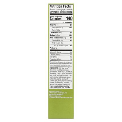 Mary's Gone Crackers, Organic Real Thin Crackers™, Rosemary Garlic, 5 oz (142 g)