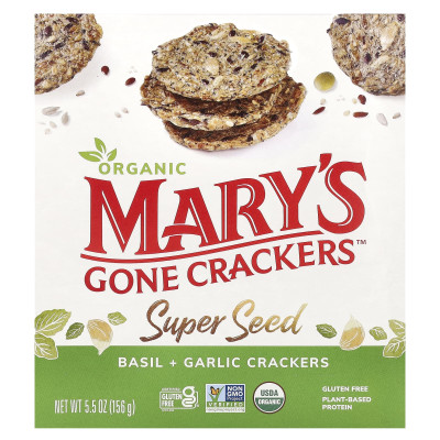 Mary's Gone Crackers, Bio-Supersamen-Cracker, Basilikum + Knoblauch, 5,5 oz (156 g)