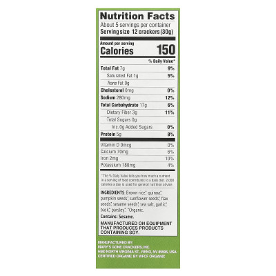 Mary's Gone Crackers, Bio-Supersamen-Cracker, Basilikum + Knoblauch, 5,5 oz (156 g)