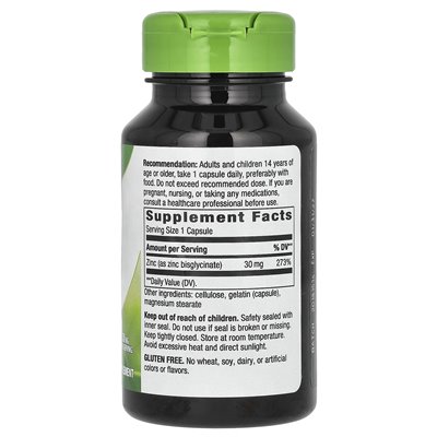 Nature's Way, cynk chelate, 30 mg, 100 kapsułek