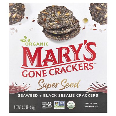 Mary's Gone Crackers, Organic Super Seed Crackers, Wor Moved + Black Sesame, 5,5 uncji (156 g)