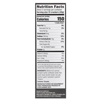 Mary's Gone Crackers, Bio-Super-Seed-Cracker, Weizenmehl + schwarzer Sesam, 5,5 Unzen (156 g)
