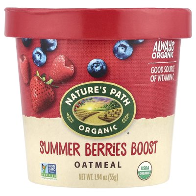 Nature's Path, Organic Oatmeal, Summer Berries Boost, 1,94 uncji (55 g)