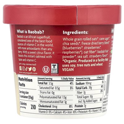 Nature's Path, Organic Oatmeal, Summer Berries Boost, 1,94 uncji (55 g) Nature's Path, Organic Oatmeal, Summer Berries Boost, 1,94 uncji (55 g)