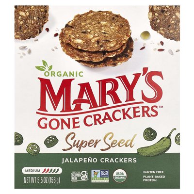 Mary's Gone Crackers, Bio-Supersamen, Jalapeno-Cracker, mittelgroß, 5,5 Unzen (156 g)