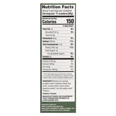 Mary's Gone Crackers, Bio-Supersamen, Jalapeno-Cracker, mittelgroß, 5,5 Unzen (156 g)