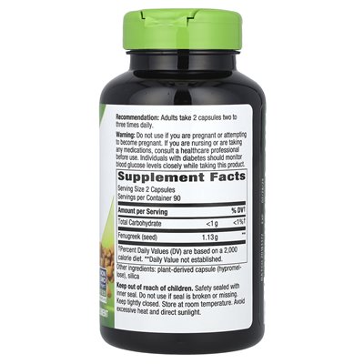 Nature's Way, Penaugreek Seed, 1130 mg, 180 wegańskich kapsułek (565 mg na kapsułkę)