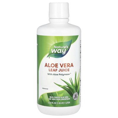 Nature's Way, Aloe Vera Sok z liściami, niezmożony, 33,8 fl oz (1 l)
