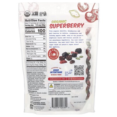 Made in Nature, Organic Superberry, Cranberries, Raisins, Cherries, Pepita Seeds, Blueberries & Goji Berries, 10 Ounces (284 G)