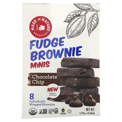 Made in Nature, Minis Brownie, Schokoladenstückchen, 8 einzeln verpackte Kekse, 5,92 oz (168 g)