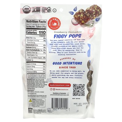 Made in Nature, Figgy Pops, Cranberry Pistachio, 4,2 uncji (119 g)