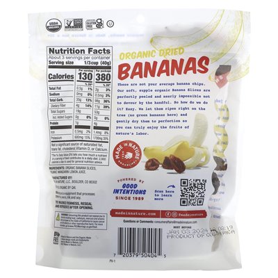 Made in Nature, Organicznie Suszony banan, wyrzucony z drzewem i nieudany, 4 uncje (113 g) Made in Nature, Organicznie Suszony banan, wyrzucony z drzewem i nieudany, 4 uncje (113 g)