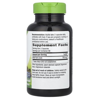 Nature's Way, Wild Yam Root, 700 mg, 180 wegańskich kapsułek (350 mg na kapsułkę)