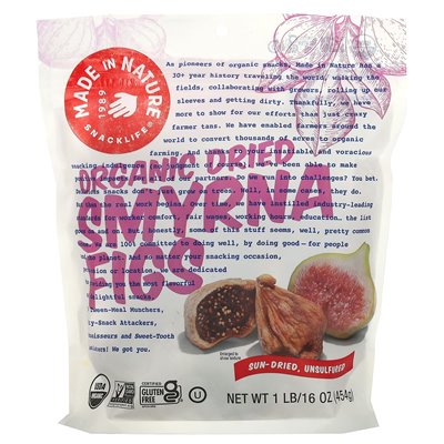 Made in Nature, Organic Dried Smyrna Figs, Sun-Dried, Undamaged, 1 Pound (454g)