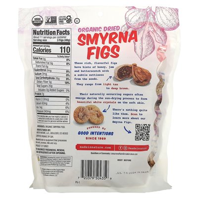 Made in Nature, Organic Dried Smyrna Figs, Sun-Dried, Undamaged, 1 Pound (454g)
