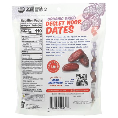 Made in Nature, getrocknete Bio-Datteln Deglet Noor, entsteint, sonnengetrocknet, 8 oz (227 g)