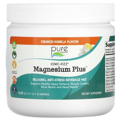 Pure Essence, Ionic-Fizz, Magnesium Plus, Orange-wanilla, 6,03 uncji (171 g)