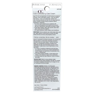 Doctors Formula, Super CC, Color Correcting + Care Cream, 6234 Light, 1.2 fl oz (35 ml) Doctors Formula, Super CC, Color Correcting + Care Cream, 6234 Light, 1.2 fl oz (35 ml)