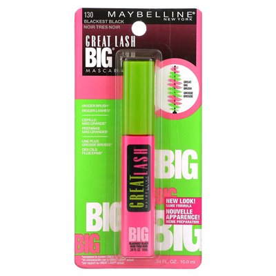 Maybelline, Great Lash, Big Mascara, 130 Blackst Black, 0,34 Fl Oz (10 ml) Maybelline, Great Lash, Big Mascara, 130 Blackst Black, 0,34 Fl Oz (10 ml)