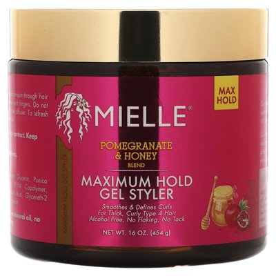 Mielle, Gel Styler, Maksymum Hold, Granate & Honey Blend, 16 uncji (454 g) Mielle, Gel Styler, Maksymum Hold, Granate & Honey Blend, 16 uncji (454 g)