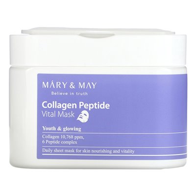 Mary & May, Collagen Peptide, Vital Beauty Mask, 30 Sheets, 14.1 Ounces (400 G)