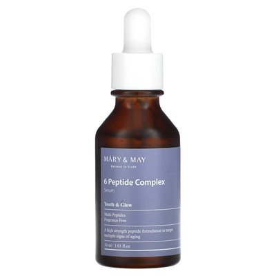 Mary & May, 6 Serum z kompleksu peptydowego, bez zapachu, 1,01 Fl Oz (30 ml) Mary & May, 6 Serum z kompleksu peptydowego, bez zapachu, 1,01 Fl Oz (30 ml)