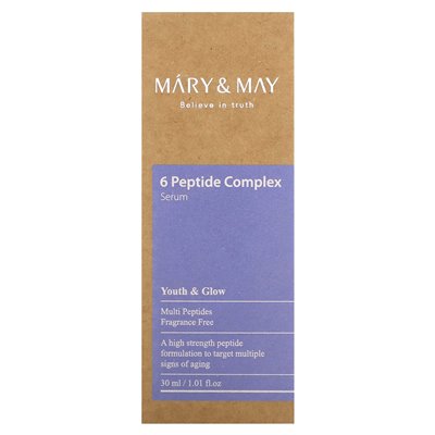Mary & May, 6 Serum z kompleksu peptydowego, bez zapachu, 1,01 Fl Oz (30 ml) Mary & May, 6 Serum z kompleksu peptydowego, bez zapachu, 1,01 Fl Oz (30 ml)