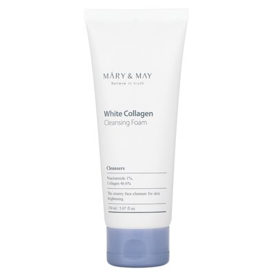 Mary & May, White Collagen, Pianka oczyszczająca, 5.07 Fl Oz (150 ml) Mary & May, White Collagen, Pianka oczyszczająca, 5.07 Fl Oz (150 ml)