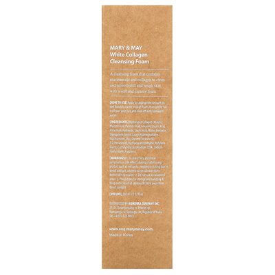 Mary & May, Weißes Kollagen, Reinigungsschaum, 5,07 Fl Oz (150 ml)