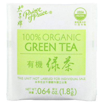 Prince of Peace, 100% Organic Green Tea, 100 Tea Bags, 6.35 Ounces (180 G)