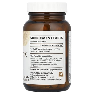 Pure Essence, MyPure ™, Lion's Mane 2x, double strength, 60 vegi-caps