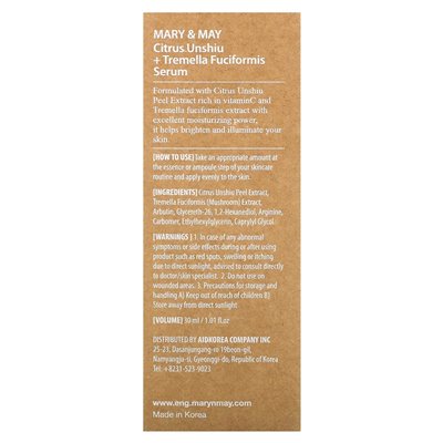 Mary &amp May, Citrus unShiu + Tremella fuciformis Serum, 1,01 fl oz (30 ml)
