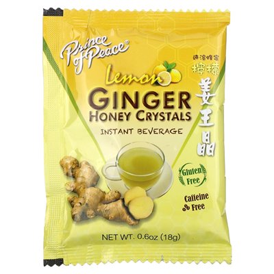 Prince of Peace, Ginger Honey Crystals Instant Beverage, kofeina, cytryna, 10 saszetek, 6,3 uncji (180 g)
