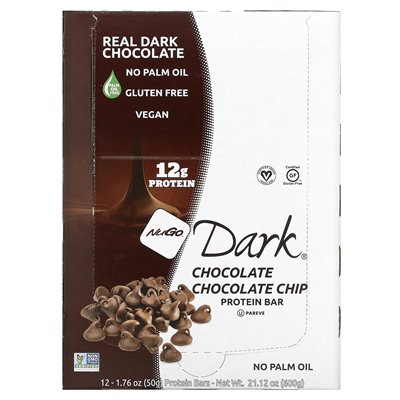 NUGO Nutrition, Nugo Dark, Proteinriegel, Schokoladenstückchen, 12 Riegel, je 1,76 oz (50 g)