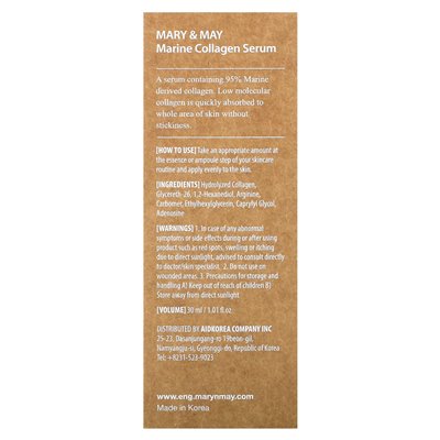 Mary & May, Marine Collagen Serum, 1,01 Fl Oz (30 ml) Mary & May, Marine Collagen Serum, 1,01 Fl Oz (30 ml)
