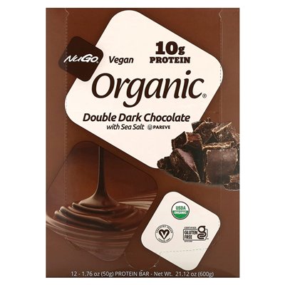 NUTERINGI NUGO, Bio-Protein, doppelte Bitterschokolade mit Meersalz, 12 Riegel, je 50 g