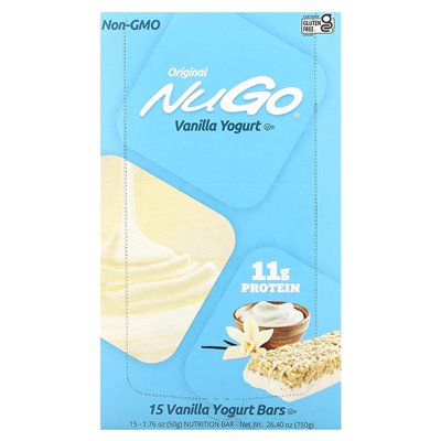 NUTINGE NUGO, oryginalny bar, jogurt waniliowy, 15 barów, 1,76 uncji (50 g) każdy NUTINGE NUGO, oryginalny bar, jogurt waniliowy, 15 barów, 1,76 uncji (50 g) każdy