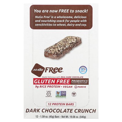 NUTINGE NUGO, glutenfreies Protein, dunkler Schokoladen-Crunch, 12 Riegel, 1,59 oz (45 g)