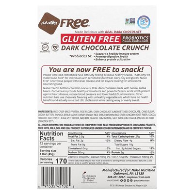 NUTINGE NUGO, glutenfreies Protein, dunkler Schokoladen-Crunch, 12 Riegel, 1,59 oz (45 g)