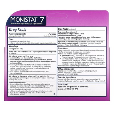 Monistat, 7-dniowy krem ​​do leczenia, 7 jednorazowych aplikatorów + 1,59 uncji (45 g) rurki