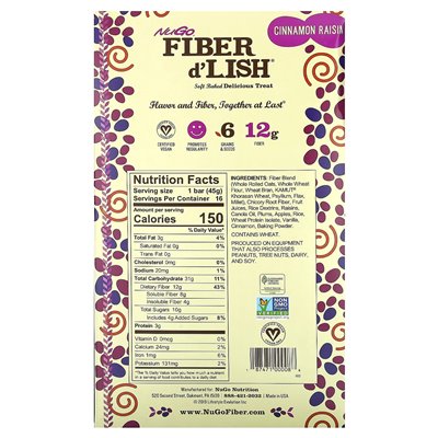 NUGO NETRITION, FIBER D'LISH, ZIMT-ROSINEN, 16 Riegel, 1,6 oz (45 g)