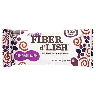 NUGO NETRITION, FIBER D'LISH, RAISIN CYNRAMONA, 16 barów, 1,6 uncji (45 g)