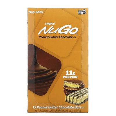 NUGO Nutrition, oryginalne batony czekoladowe z masłem orzechowym, 15 barów, 1,76 uncji (50 g) każdy