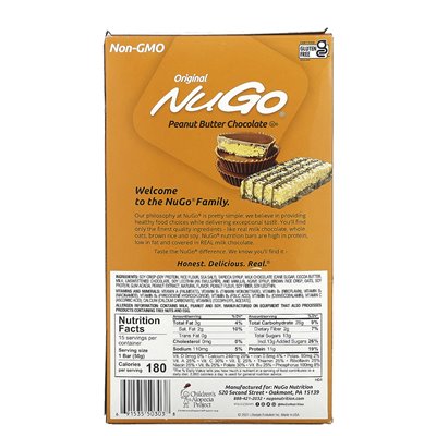 NUGO Nutrition, Original Chocolate Peanut Butter Bars, 15 bars, 1.76 oz (50 g) each
