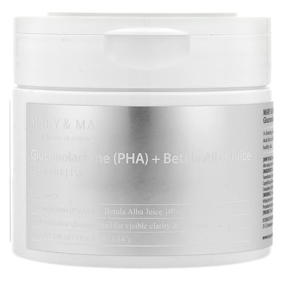 Mary &amp May, Gluconolakton (PHA) + pada oczyszczająca sok soków betula alba, 70 podkładek, 270 ml