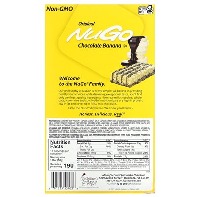 NUGO Nutrition, Schoko-Bananen-Riegel, 15 Riegel, je 1,76 oz (50 g)