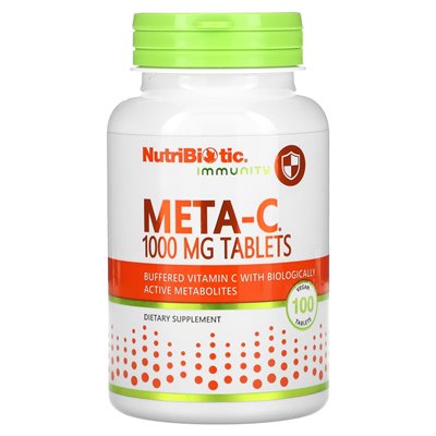 Nutribiotic, odporność, meta-C, 1000 mg, 100 wegańskich tabletek